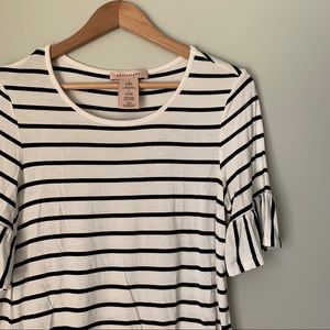 Anthropologie // Striped Ruffle Tee